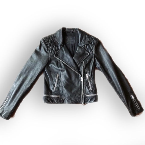 All Saints Conroy Leather Jacket - Picture 3 of 8